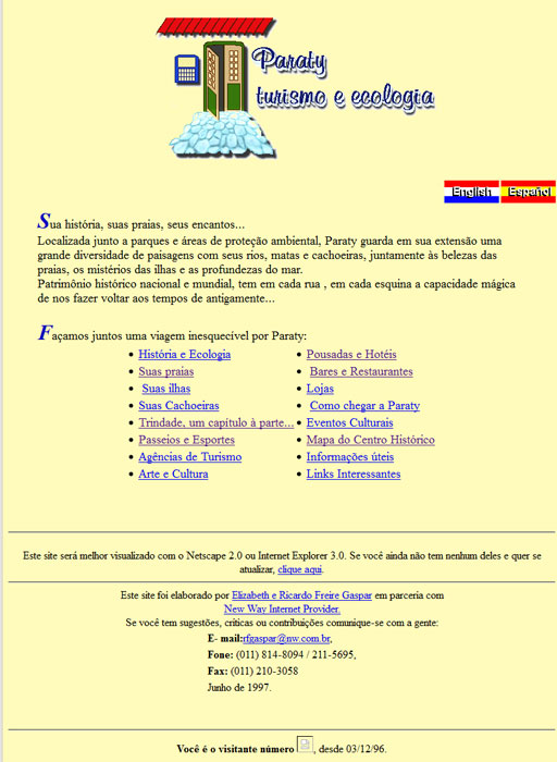 Imagem do site publicado em 1997